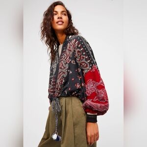 Free People Paisley Pattern Bomber Jacket | Medium